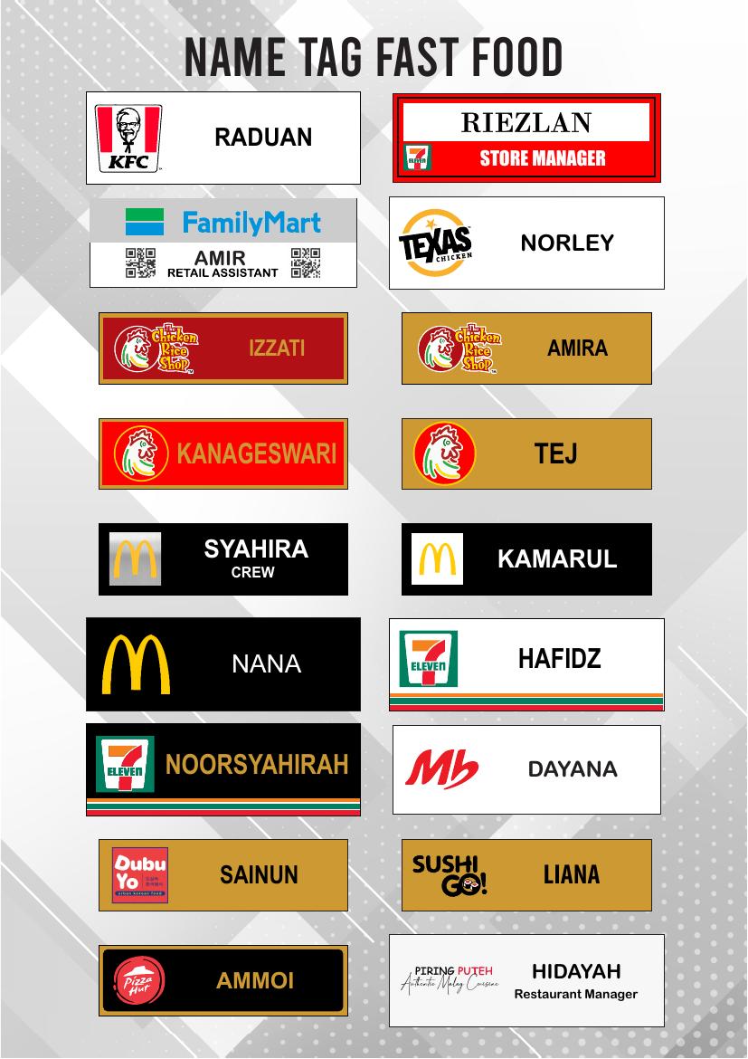 Sample Fast Food name tags by Mission House
