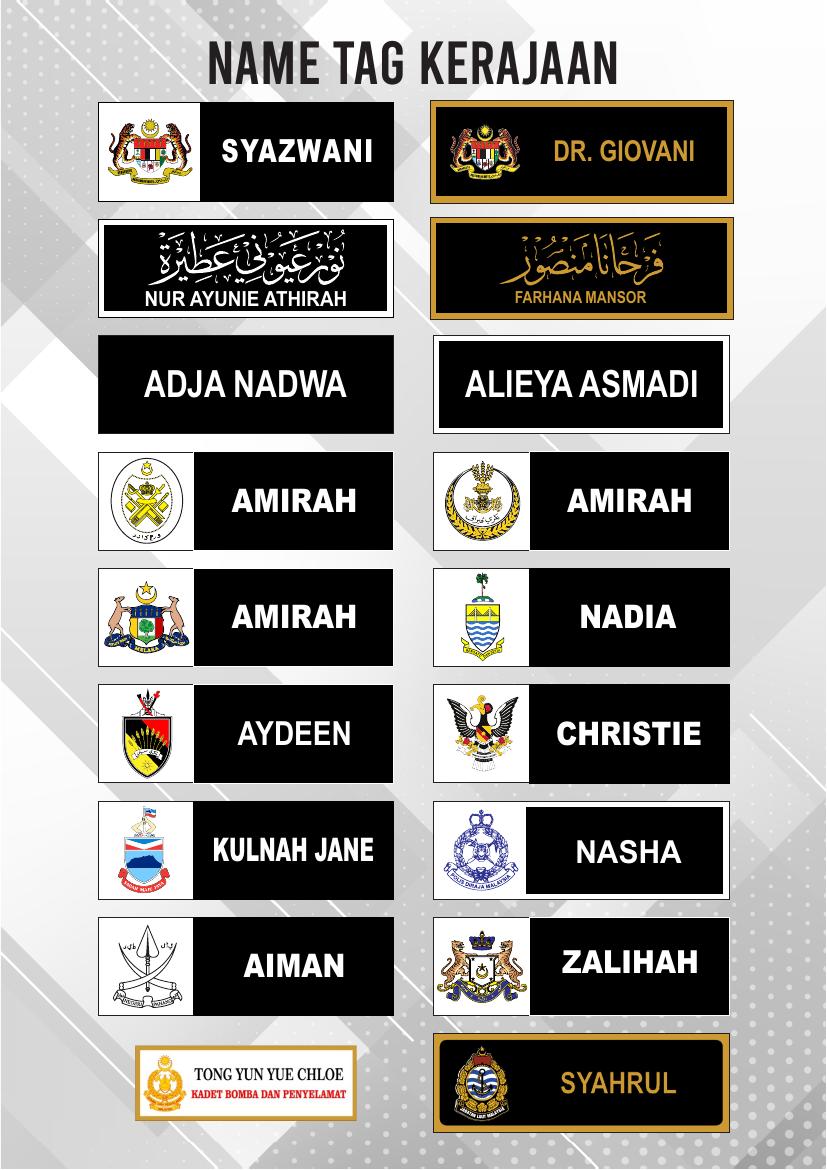 Sample Government name tags by Mission House