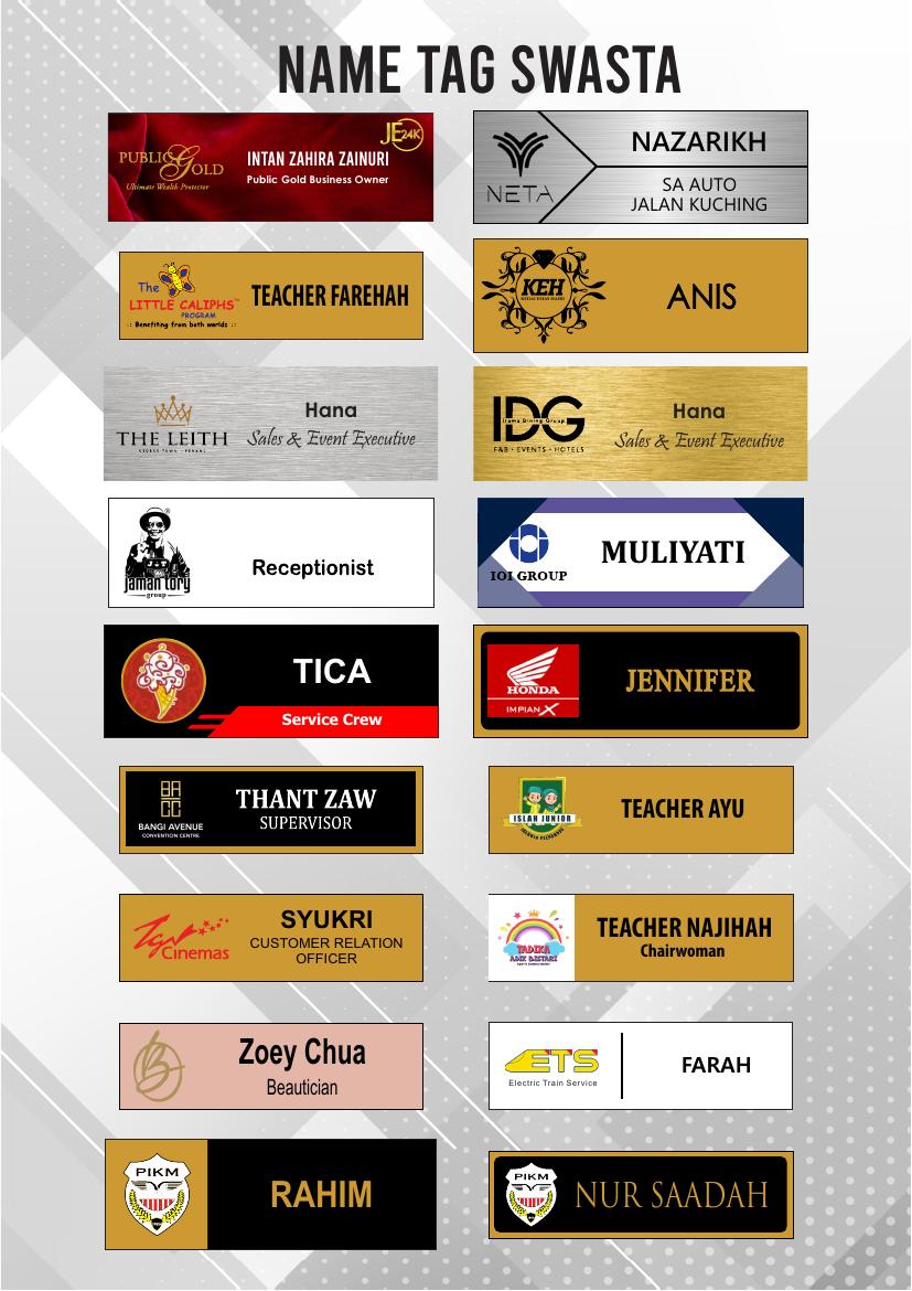 Sample Private Sector name tags by Mission House